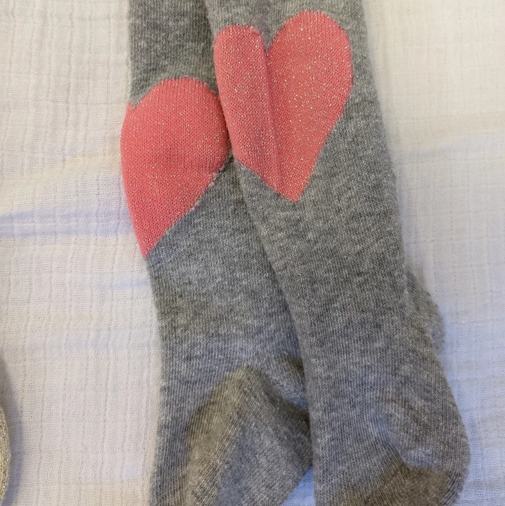 Baby girl stockings bundle size 0-6 months purple, gold, grey hearts, & sparkle
